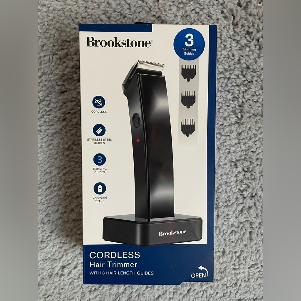 Brookstone Cordless Hair Trimmer Stainless Steel Travel Shaver Gifts Him NEW